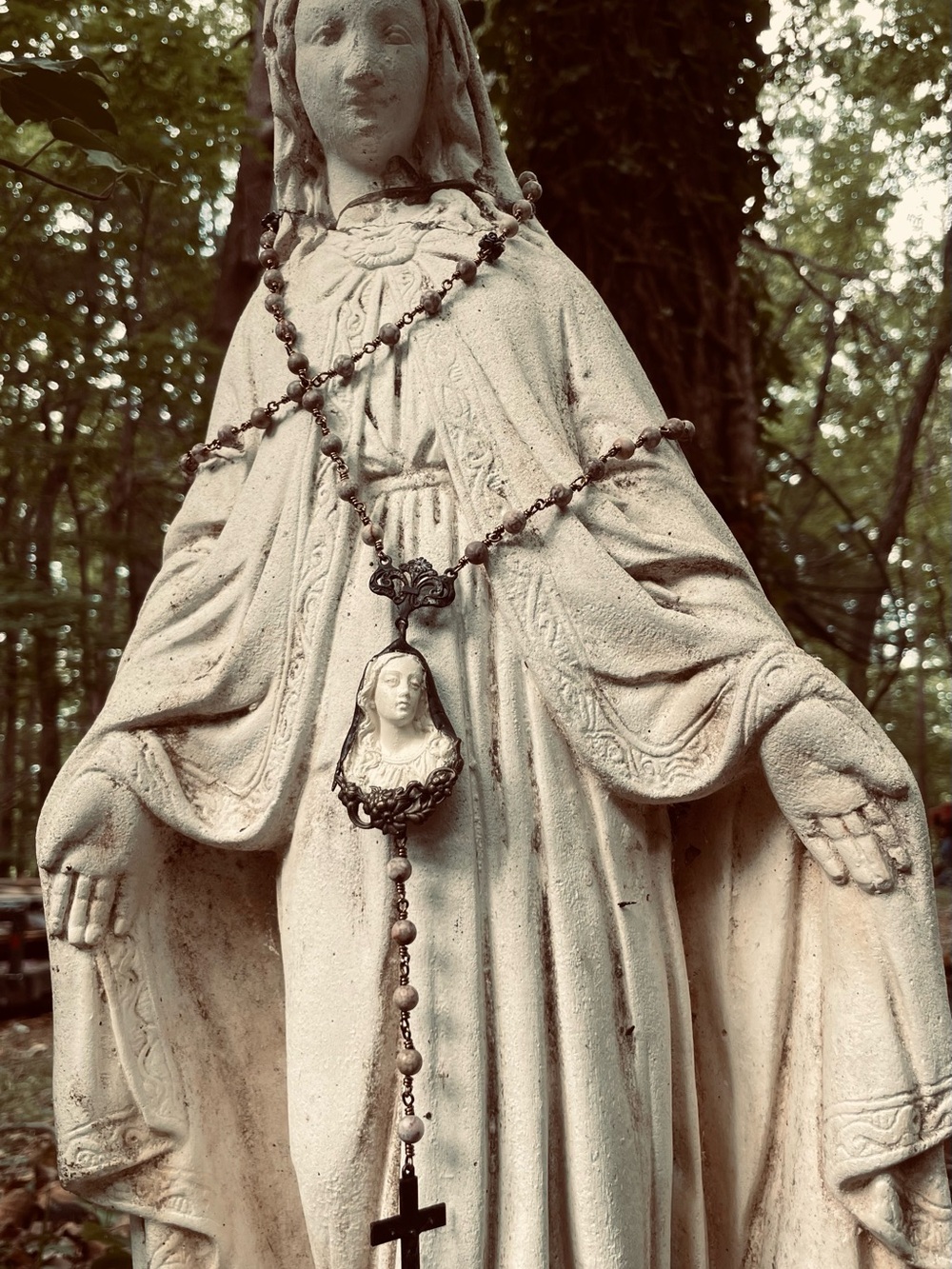 Virgin Mary rosary handmade antique inspired French Brocante